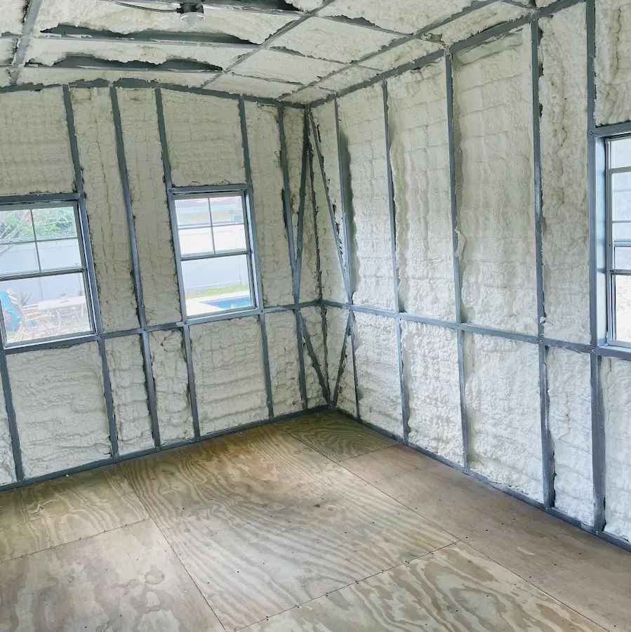 Closed-cell spray foam insulation applied to wall cavities in a residential project in Laguna Niguel